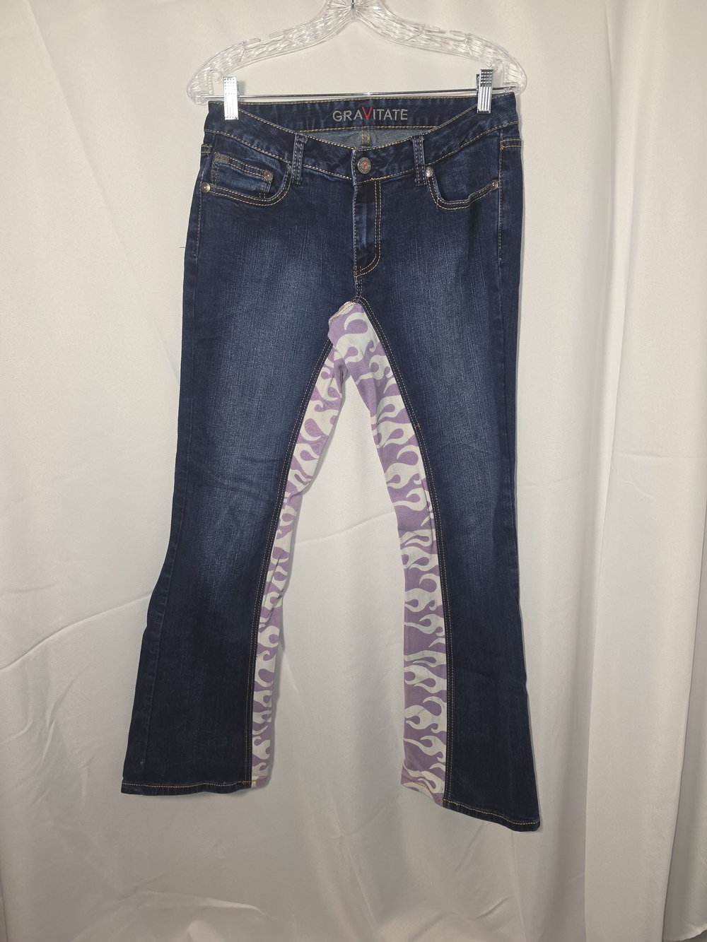 Gravitate Dark Blue Flare Jeans with Lavender Inner Panel